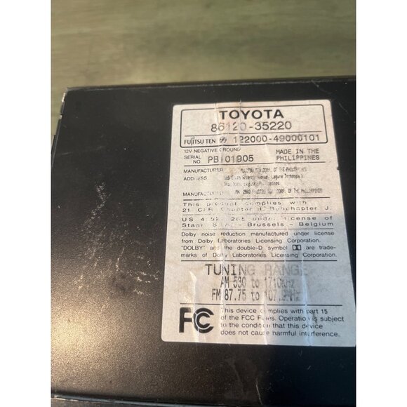 Toyota Fujitsu Ten 86120-35220 Logic Control Deck AM/FM Cassette Stereo Radio - Picture 3 of 7